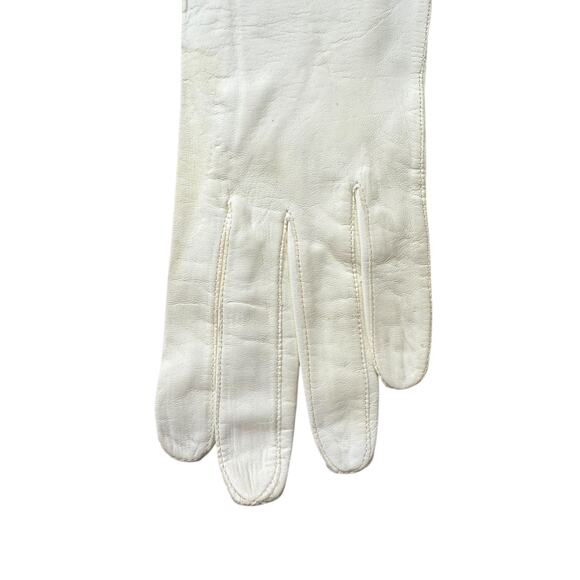 VTG Lavabile Italy Leather Ivory Glove W/Floral  Size 6 - Picture 3 of 7